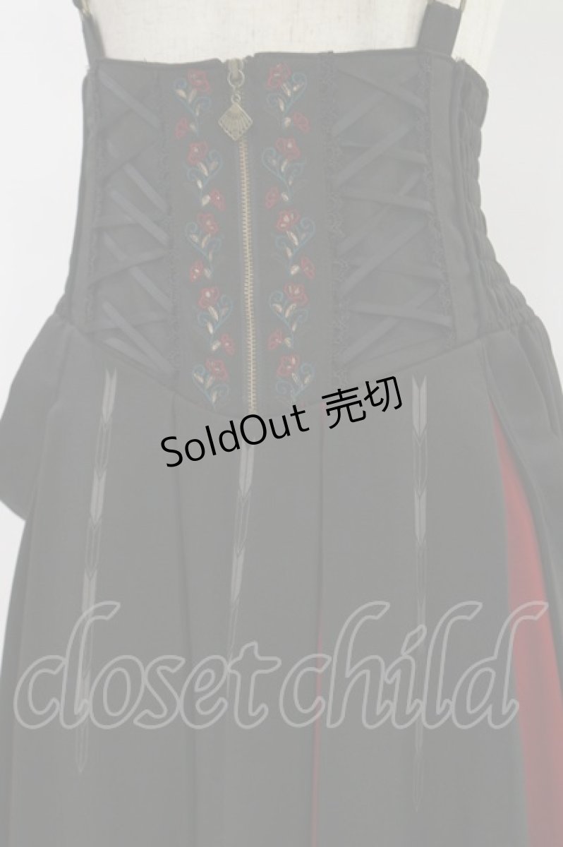 画像4: Ozz oneste / 紅葉刺繍袴風スカート  黒 H-24-09-01-041-OO-SK-KB-ZH (4)
