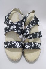 画像1: NieR CLOTHING / ウェッジソールサンダル 25cm 黒 H-25-06-15-1019-PU-SH-KB-ZTK003 (1)