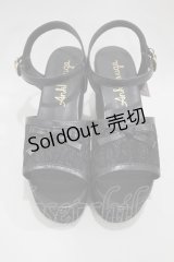 Ank Rouge / レース×グリッターサンダル M ブラック H-24-09-08-1073-CA-SH-NS-ZH