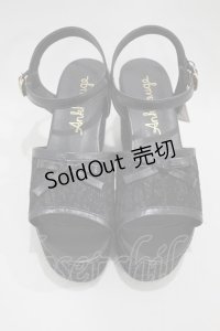 Ank Rouge / レース×グリッターサンダル M ブラック H-24-09-08-1073-CA-SH-NS-ZH