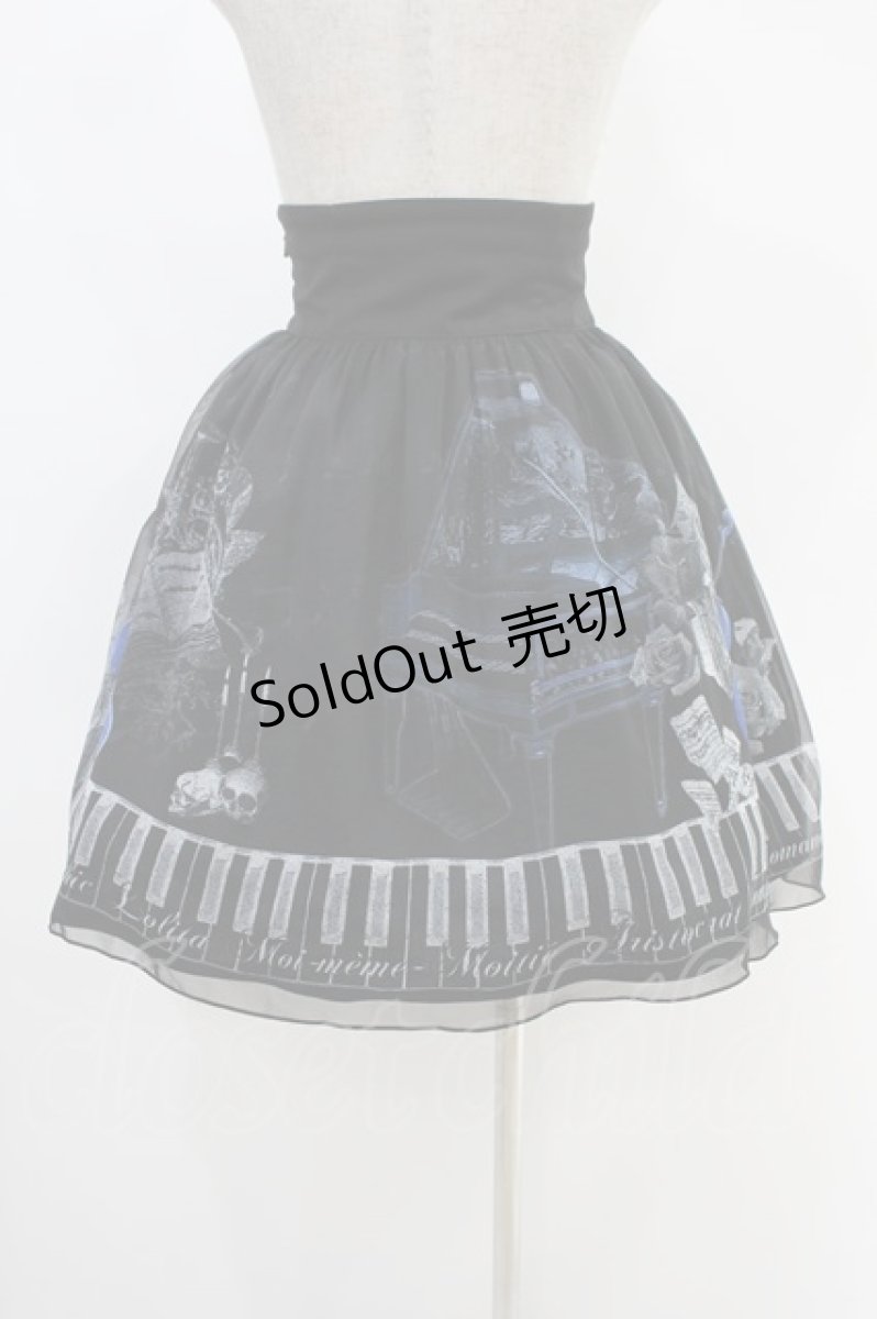 画像2: Moi-meme-Moitie / チェンバロ三重奏プリントシフォンスカート  ネイビー H-24-09-09-1019-MO-SK-KB-ZH (2)