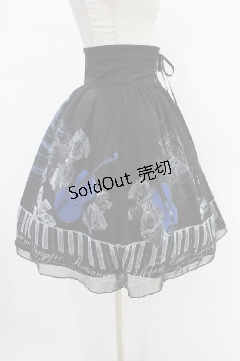 画像3: Moi-meme-Moitie / チェンバロ三重奏プリントシフォンスカート  ネイビー H-24-09-09-1019-MO-SK-KB-ZH (3)