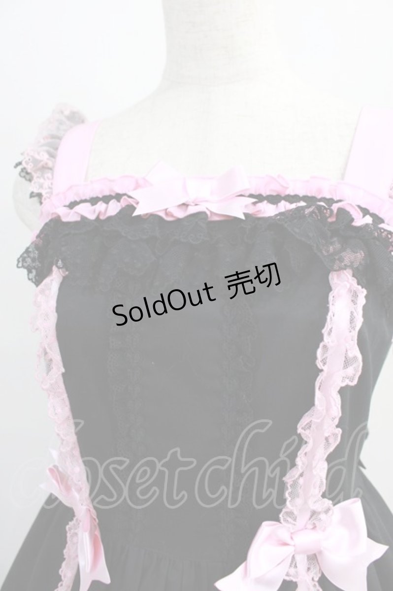 画像4: Angelic Pretty / くるくるリボンジャンパースカート（2008) Free ブラック/ピンク H-24-09-10-006-AP-OP-NS-ZH (4)