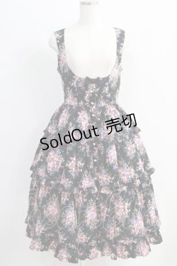 画像1: Innocent World / イチゴブーケドールジャンパースカート M ブラック H-24-09-11-1027-IW-OP-NS-ZH