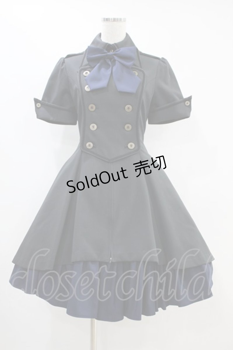 画像1: ATELIER BOZ / メイファススカート付ジャケットワンピース  ブラック×ネイビー H-24-09-17-1013-EL-OP-KB-ZH (1)