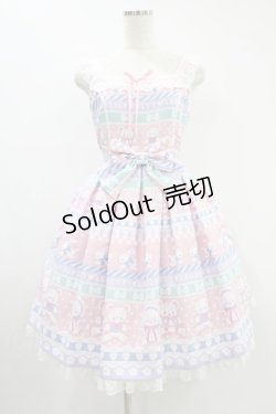 画像1: Angelic Pretty / Fancy Borderジャンパースカート Free ピンク H-24-09-28-006-AP-OP-NS-ZH