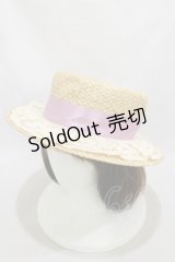 Ank Rouge / レースリボンストローハット  ナチュラル/ピンク H-24-09-30-011-CA-AC-NS-ZT-K007