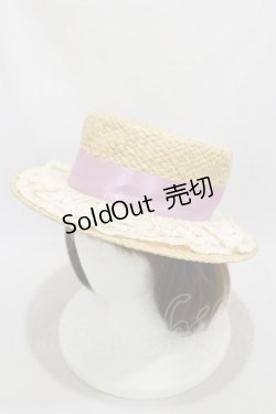 画像1: Ank Rouge / レースリボンストローハット  ナチュラル/ピンク H-24-09-30-011-CA-AC-NS-ZT-K007