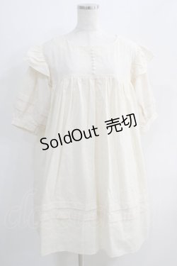 画像1: Maison de FLEUR Petite Robe canone / エンジェルショルダースモックワンピース Free off white H-24-10-05-072-EL-OP-NS-ZH