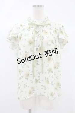 画像1: axes femme / 向日葵柄シアーブラウス M アイボリー H-24-10-19-1048-AX-BL-NS-ZH