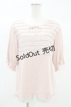 画像1: PINK HOUSE / リボンいっぱいフリル使いカットソー Free ピンク H-24-10-19-1057-LO-TO-NS-ZH