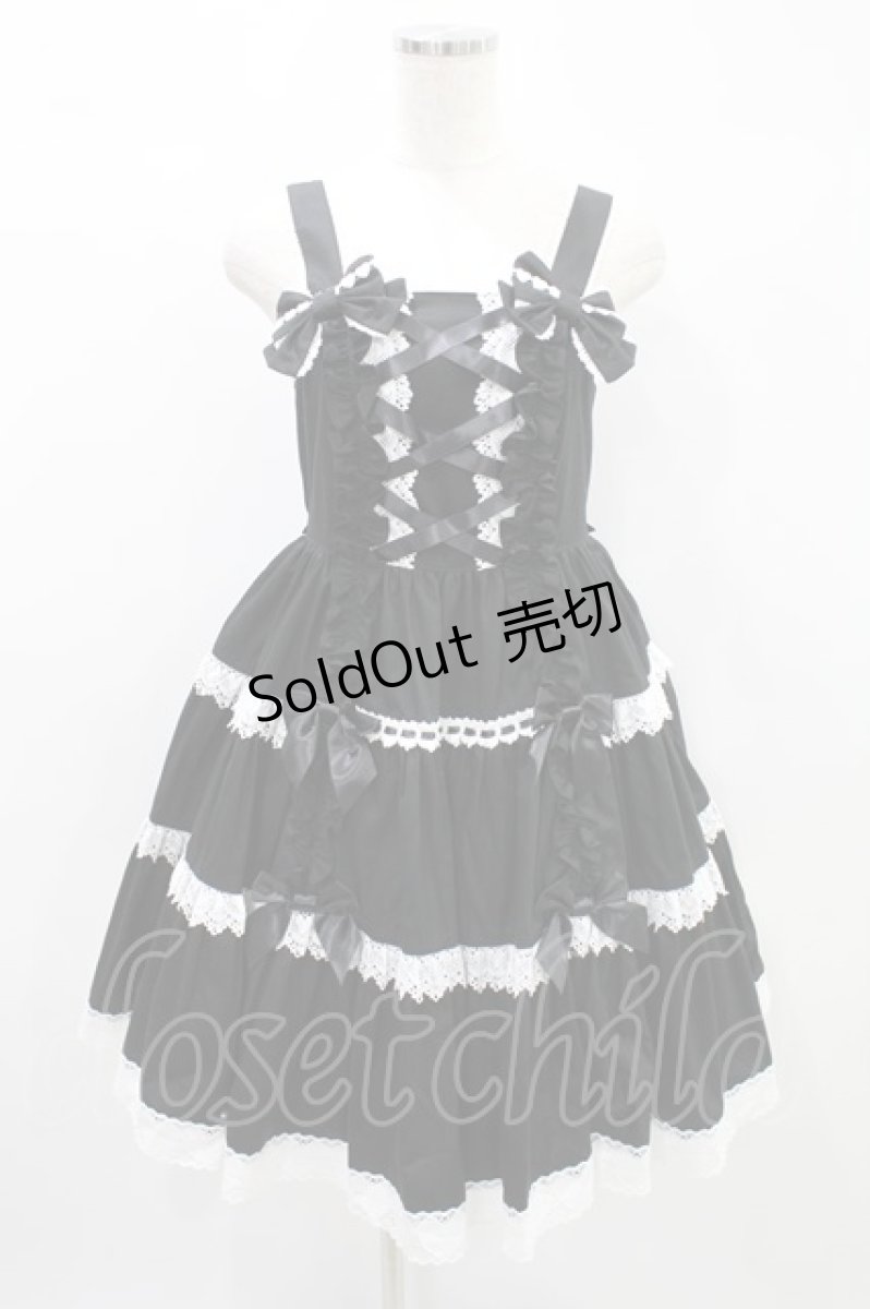画像1: Angelic Pretty / 肩リボンジャンパースカート Free ブラック H-24-10-21-1002-AP-OP-NS-ZH (1)