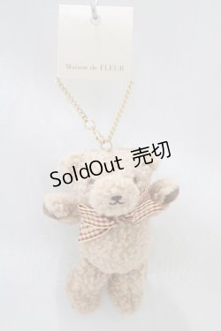 画像1: Maison de FLEUR / フルールベアチャーム  ベージュ/レッドチェック H-24-10-21-012-LO-ZA-NS-ZH