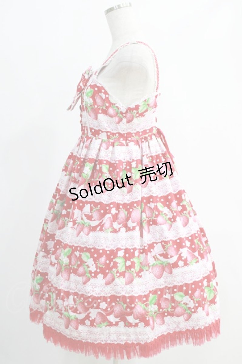 画像2: Angelic Pretty / いちごミルフィーユジャンパースカート Free レッド H-24-10-21-042-AP-OP-NS-ZH (2)