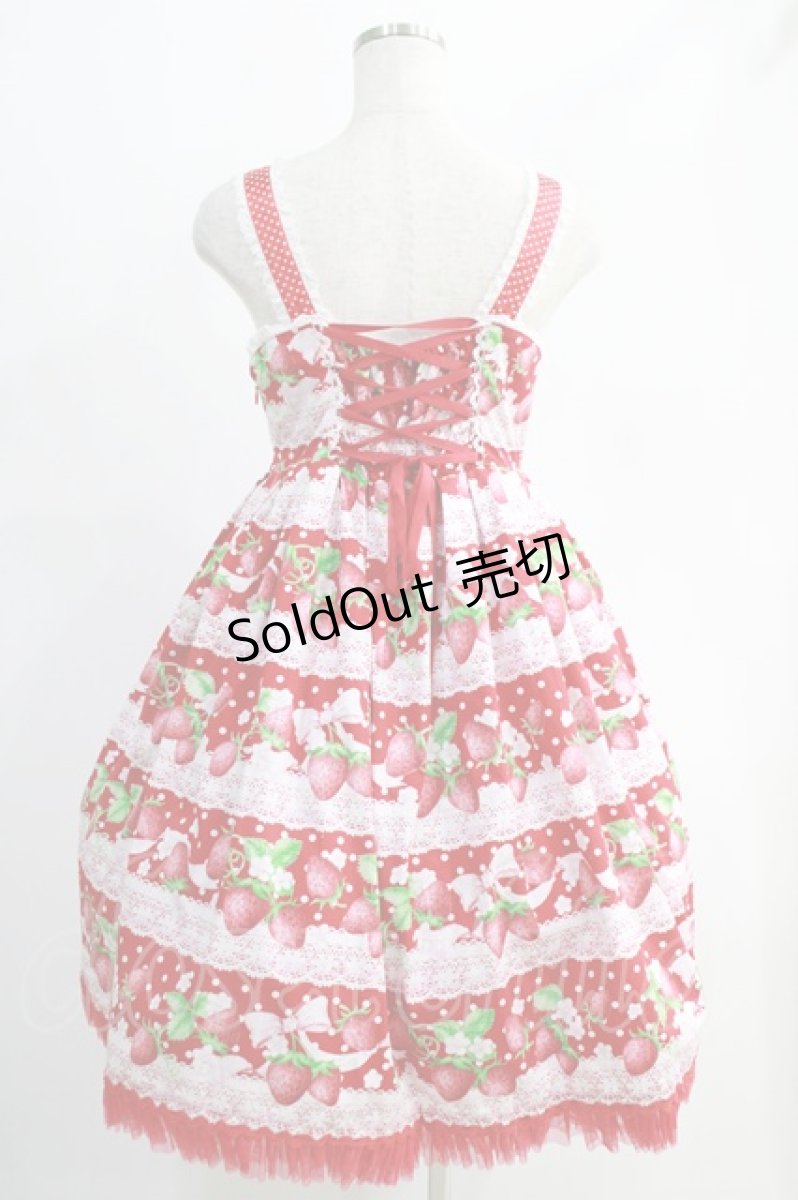 画像3: Angelic Pretty / いちごミルフィーユジャンパースカート Free レッド H-24-10-21-042-AP-OP-NS-ZH (3)