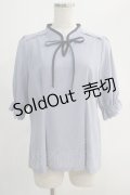 axes femme POETIQUE / マオカラーリボンブラウス M サックス H-24-10-26-1068-AX-BL-NS-ZH
