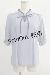 axes femme POETIQUE / マオカラーリボンブラウス M サックス H-24-10-26-1068-AX-BL-NS-ZH