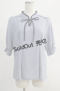 画像1: axes femme POETIQUE / マオカラーリボンブラウス M サックス H-24-10-26-1068-AX-BL-NS-ZH