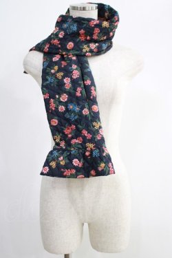画像1: Jane Marple Dans Le Saｌon / Flowers of Jouy puffer scarf  ネイビー H-24-10-27-1001-JM-ZA-KB-ZT273