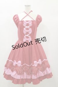 Angelic Pretty / ドット配色ミニ袖ワンピース F アカ×ピンク H-24-10-28-079-AP-OP-SK-ZH