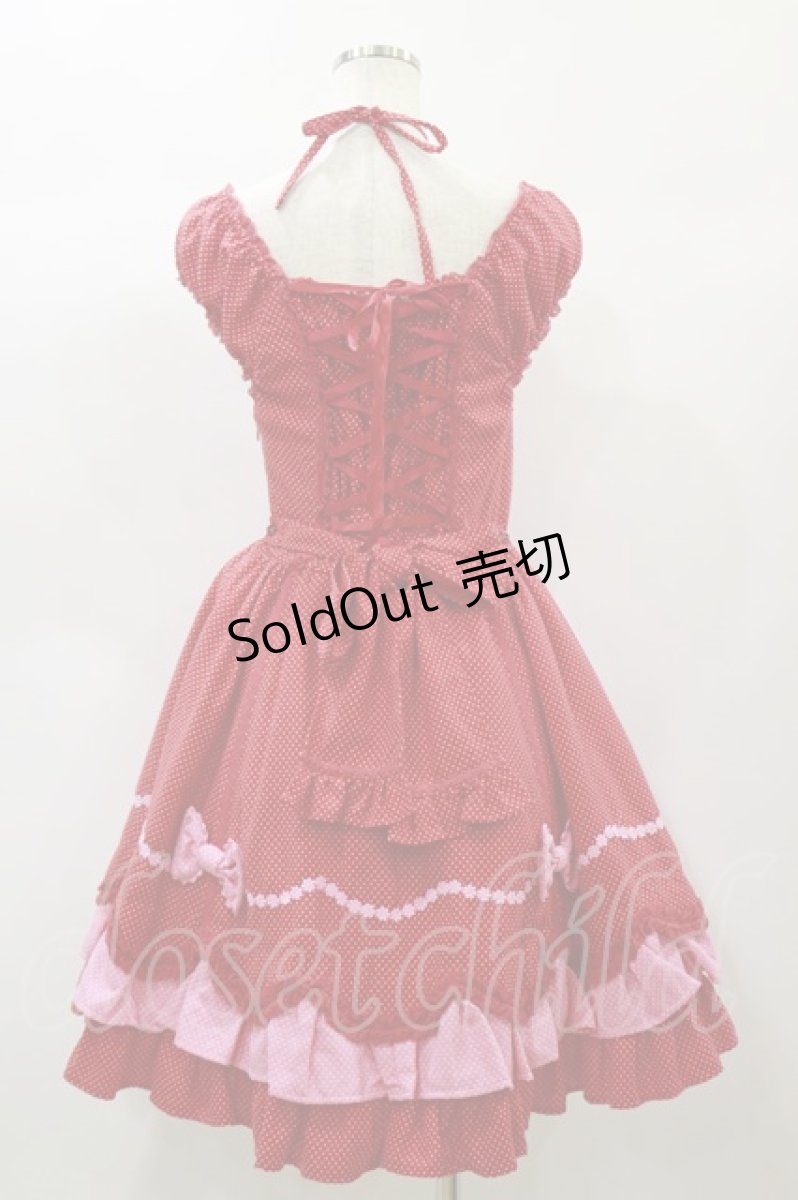 画像2: Angelic Pretty / ドット配色ミニ袖ワンピース F アカ×ピンク H-24-10-28-079-AP-OP-SK-ZH (2)