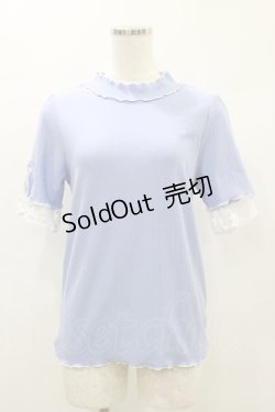 画像1: axes femme / 吸水速乾袖レースメロープルオーバー M ブルー H-24-10-28-039-AX-TO-NS-ZH