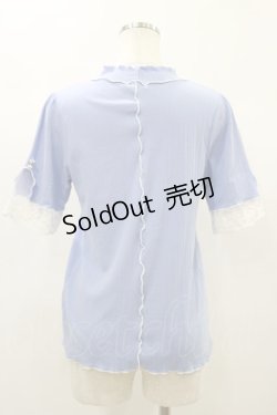 画像2: axes femme / 吸水速乾袖レースメロープルオーバー M ブルー H-24-10-28-039-AX-TO-NS-ZH