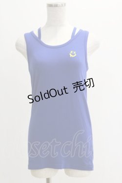 画像1: WORLD WIDE LOVE！(Rydia) / デッドスマイル刺繍タンク  ブルー H-25-05-11-1028-PU-TO-KB-ZH