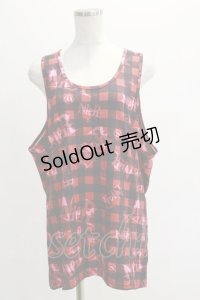NieR Clothing / TANKTOP【LOGO CHECK】  赤 H-25-06-15-1006-PU-TO-KB-ZH