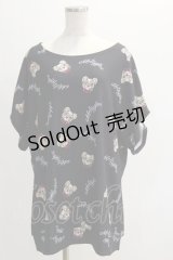 Meltyglow / 総柄トップス  黒 H-24-10-30-036-PU-TO-KB-ZT220