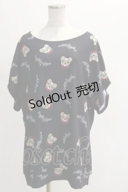 画像1: Meltyglow / 総柄トップス  黒 H-24-10-30-036-PU-TO-KB-ZT220