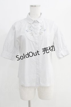 画像1: Fi.n.t / わすれな草刺繍ヨーク切替シャツ Free BLUE GRAY H-24-11-01-075-CA-BL-NS-ZH