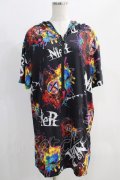 NieR Clothing / 総柄半袖プルパーカー  黒 H-25-05-11-1005-PU-TO-KB-ZH