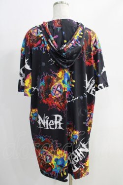 画像3: NieR Clothing / 総柄半袖プルパーカー  黒 H-25-05-11-1005-PU-TO-KB-ZH