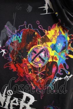 画像4: NieR Clothing / 総柄半袖プルパーカー  黒 H-25-05-11-1005-PU-TO-KB-ZH
