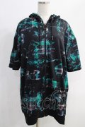 NieR Clothing / 総柄ZIP半袖パーカー  黒 H-25-05-11-1035-PU-TO-KB-ZH