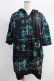 画像1: NieR Clothing / 総柄ZIP半袖パーカー  黒 H-25-05-11-1035-PU-TO-KB-ZH (1)