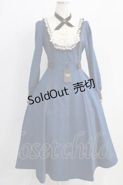 画像1: Innocent World / フルールバッスルドレス(長袖) M ブルー×ショコラ/Blue×Chocolat H-24-11-08-050-IW-OP-NS-ZH
