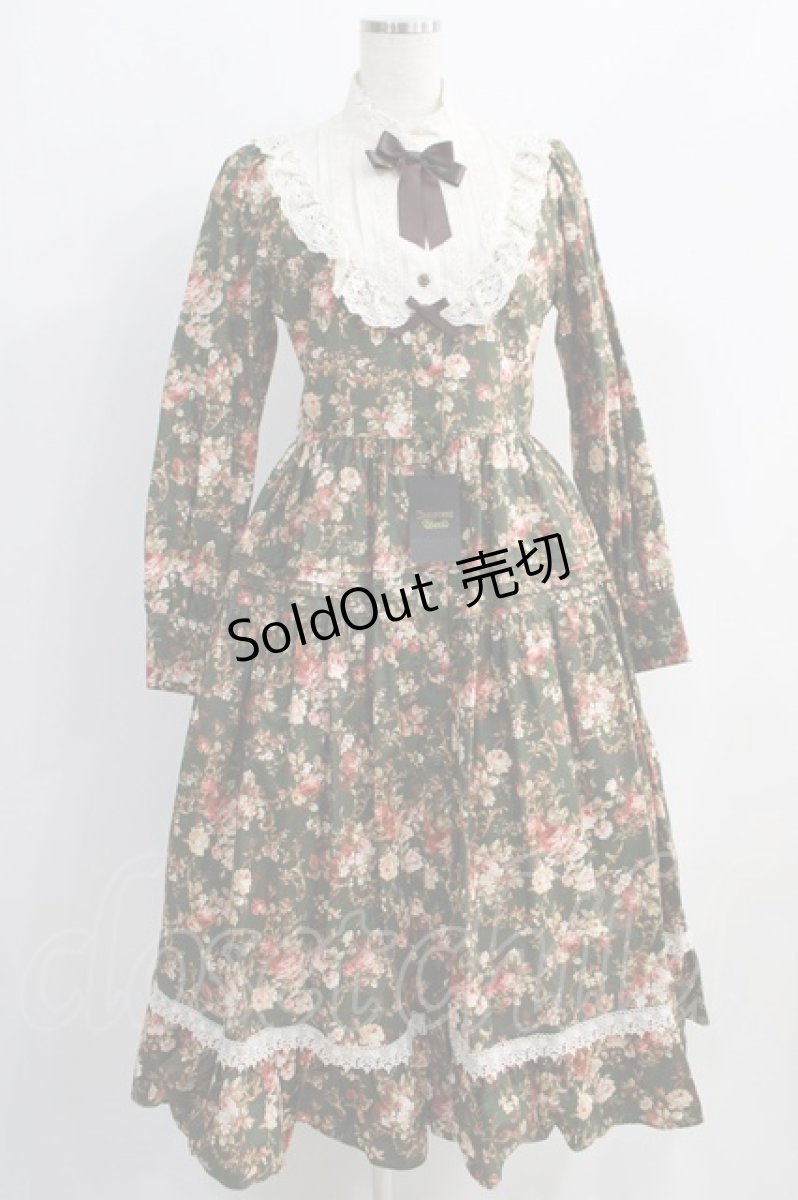 画像1: Innocent World / ロココ調スタンドカラー薔薇柄ワンピース M 黒×生成/Black×Beige H-24-11-08-051-IW-OP-NS-ZH (1)