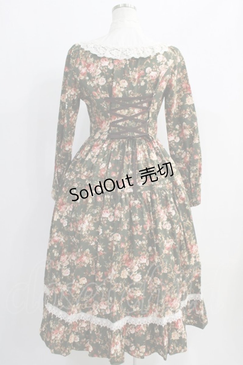 画像3: Innocent World / ロココ調スタンドカラー薔薇柄ワンピース M 黒×生成/Black×Beige H-24-11-08-051-IW-OP-NS-ZH (3)