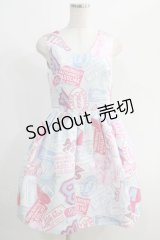 MILK / Patch girllドレス  サックスベース×ビビットピンク H-24-11-15-003-ML-OP-KB-ZT359