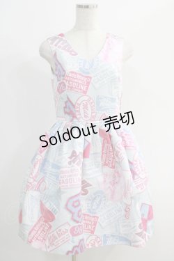 画像1: MILK / Patch girllドレス  サックスベース×ビビットピンク H-24-11-15-003-ML-OP-KB-ZT359