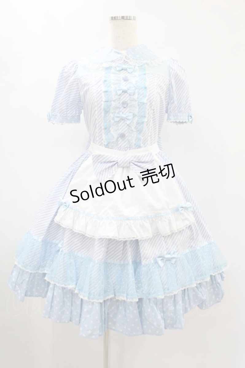 画像1: Angelic Pretty / Stripe Girly Cafe Set Free サックス H-24-11-17-1028-AP-OP-NS-ZH (1)