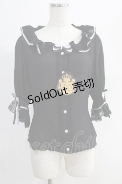 画像1: ALICE and the PIRATES / A/Pトリコロール五分袖ブラウス Free ブラック H-24-11-17-080-PA-BL-NS-ZH