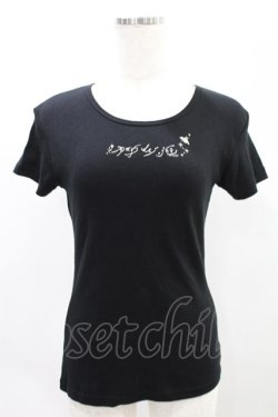 画像1: pays des fees  / ロゴプリントカットソー  黒 H-25-05-11-1021-PU-TO-KB-ZH