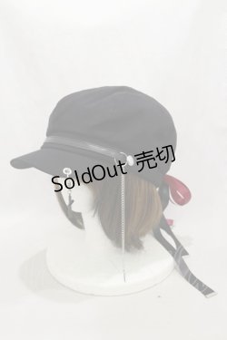 画像1: IRO+IRO / レースアップリボンキャップ  ブラック/レッド H-24-11-21-004-LO-AC-NS-ZH