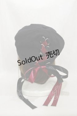 画像2: IRO+IRO / レースアップリボンキャップ  ブラック/レッド H-24-11-21-004-LO-AC-NS-ZH