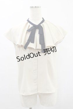 画像1: an another angelus / バイカラータイ付き2wayケープブラウス Free IVORY/NAVY H-24-11-21-044-CA-BL-NS-ZH