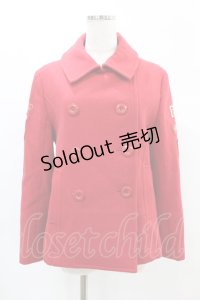 Jane Marple / ワッペン刺繍ショートコート  赤 H-24-11-22-1038-JM-CO-KB-ZT-C042