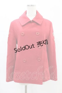 画像1: Jane Marple / ワッペン刺繍ショートコート  赤 H-24-11-22-1038-JM-CO-KB-ZT-C042